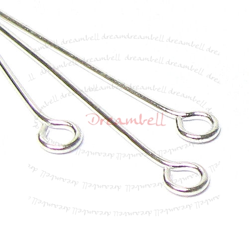 100 x 1" (25mm) Long Brass Eye Pins 21ga (21 Gauge) with 2mm Hole Ring