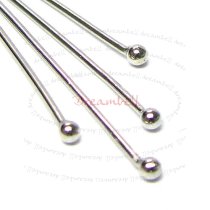 20x Rhodium plated on Metal 22 gauge GA Single Ball Dot Headpins 22ga 1.5″