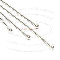 20x Silver plated on Metal Ball Pins Dot Headpins 22ga 38mm