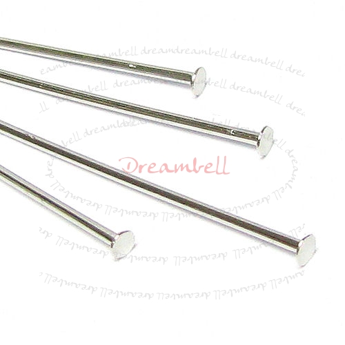 50x Rhodium Plated on Metal Headpins Head pins 21ga 35mm