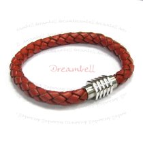 Stainless Steel Red Braided Bolo Leather Cord 65mm Magnetic Wristband BRACELET 8″