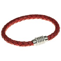 Stainless Steel Red Braided Bolo Leather Cord 65mm Magnetic Wristband BRACELET 8"