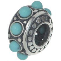 Sterling silver ROUND Bead Turquoise DOT stone for European Charm Bracelets
