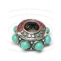 Sterling silver ROUND Bead Turquoise DOT stone for European Charm Bracelets