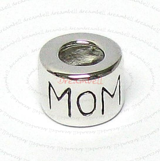 1X Sterling Silver MOM Ring enamel Beads for European Charm Bracelets
