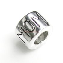 1X Sterling Silver MOM Ring enamel Beads for European Charm Bracelets