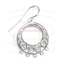 2x Sterling SILVER Bead Flower moon Earrings Connector
