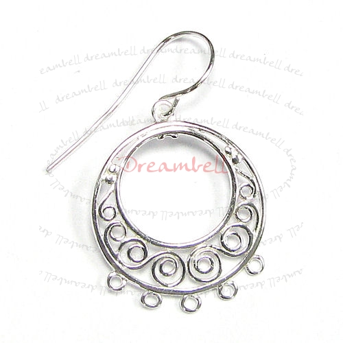 2x Sterling SILVER Bead Flower moon Earrings Connector