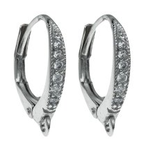 2x Rhodium Plated LEVERBACK CZ Crystal lever back EAR wire