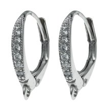 2x Rhodium Plated LEVERBACK CZ Crystal lever back EAR wire