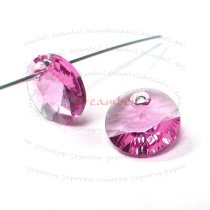 12x Swarovski Crystal 6428 Xilion Rivoli Pendant Charm Pink Rose 6mm