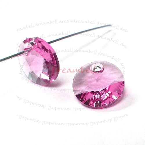 12x Swarovski Crystal 6428 Xilion Rivoli Pendant Charm Pink Rose 6mm