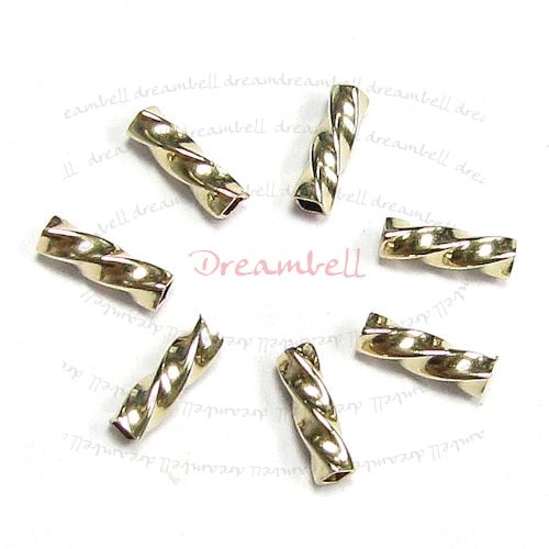 10x 14k Gold Filled Twist Square Tube Bead Spacer 1.3mm x 5mm
