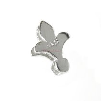 1x Rhodium plated Sterling Silver CZ Crystal Crown Pendant Bail Dangle Clasp