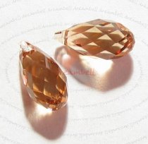 2x Swarovski Crystal Teardrop Briolette 6010 Lt Colorado Topaz 13mm