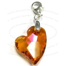 Sterling Silver Swarovski Elements Crystal Astral Pink Devoted 2 U Heart Pendant Charm Bead for European Style Clip on Charm