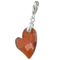 Sterling Silver Swarovski Elements Crystal Astral Pink Devoted 2 U Heart Pendant Charm Bead for European Style Clip on Charm