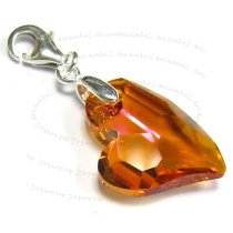 Sterling Silver Swarovski Elements Crystal Astral Pink Devoted 2 U Heart Pendant Charm Bead for European Style Clip on Charm