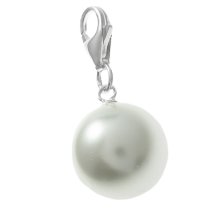 Sterling Silver Pendant Charm Bead Clasp European Clip on Charm Using Swarovski Elements White Crystal Pearl