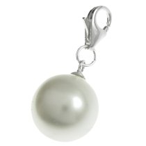 Sterling Silver Pendant Charm Bead Clasp European Clip on Charm Using Swarovski Elements White Crystal Pearl