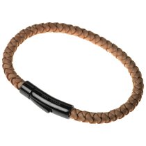 Stainless Steel Natural Braided Bolo Leather Cord 6mm Wristband Bracelets 8.3"
