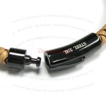 Stainless Steel Natural Braided Bolo Leather Cord 6mm Wristband Bracelets 8.3"