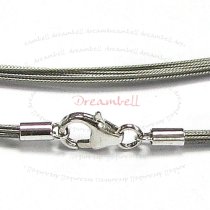 Sterling Silver SILVER Gray Tigertail Wire necklace Lobster Clasp 45cm