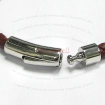 Stainless Steel Dull Red Braided Leather Cord 5mm Wristband Bracelets 7.9"