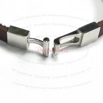 Stainless Steel Forever Love Brown Flat Leather Cord 8mm Wristband Bracelet 7.8"
