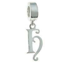 1x Sterling Silver Letter Initial H Dangle Bead for European Charm Bracelets