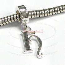 1x Sterling Silver Letter Initial H Dangle Bead for European Charm Bracelets
