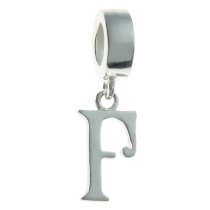 1x Sterling Silver Letter Initial F Dangle Bead for European Charm Bracelets