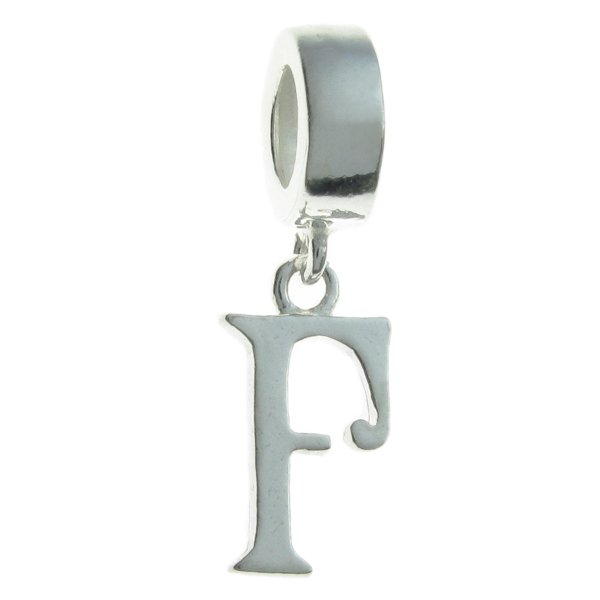 1x Sterling Silver Letter Initial F Dangle Bead for European Charm Bracelets