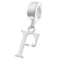1x Sterling Silver Letter Initial F Dangle Bead for European Charm Bracelets