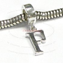 1x Sterling Silver Letter Initial F Dangle Bead for European Charm Bracelets