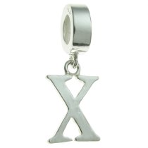 1x Sterling Silver Letter Initial X Dangle Bead for European Charm Bracelets