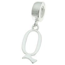 1x Sterling Silver Letter Initial Q Dangle Bead for European Charm Bracelets