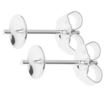 2x Sterling Silver 5mm Pearl Stud Earring Post Cup Pin Pearl Setting