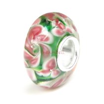 Sterling Silver Pink Murano FLOWER Glass Bead for European Charm Bracelets