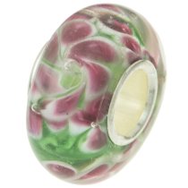 Sterling Silver Pink Murano FLOWER Glass Bead for European Charm Bracelets