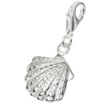 Sterling Silver Shell White pearl Dangle Pendant for European Lobster Clip on Charm