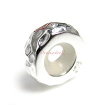 STERLING SILVER STOPPER WITH RUBBER ROUND HAMMERED BEAD for European Charm Bracelets