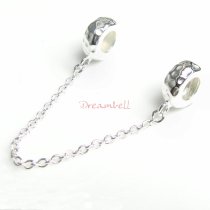 Sterling Silver Stopper Safety Chain Hammered Bead for European charm Bracelets