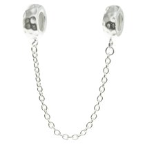 Sterling Silver Stopper Safety Chain Hammered Bead for European charm Bracelets