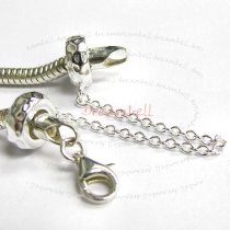 Sterling Silver Stopper Safety Chain Hammered Bead for European charm Bracelets