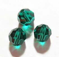 4 x Swarovski Crystal Elements Round Faceted 5000 Emerald 10mm