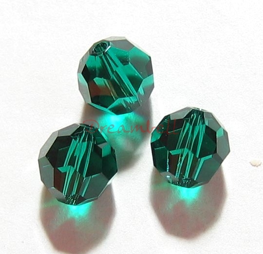 4 x Swarovski Crystal Elements Round Faceted 5000 Emerald 10mm