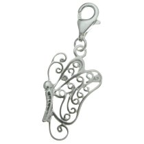 STERLING SILVER Butterfly Dangle CHARM Pendant for European Lobster Clip on Charm