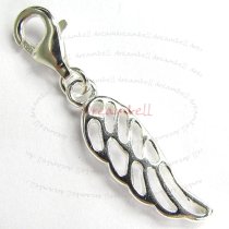 STERLING SILVER Angel Wing Dangle CHARM Pendant for European Lobster Clip on Charm