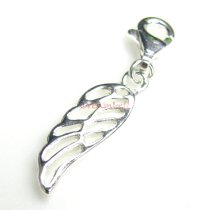 STERLING SILVER Angel Wing Dangle CHARM Pendant for European Lobster Clip on Charm
